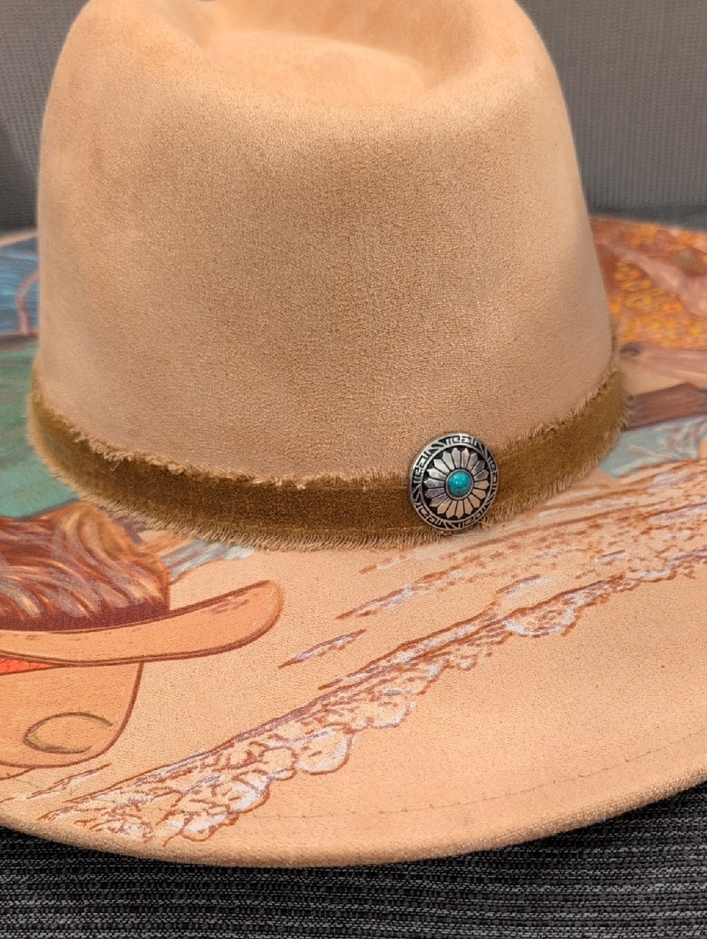 Burned & Hand-Painted Western Cowgirl Hat | Boho Artisan Statement Piece - Picture 2 of 2